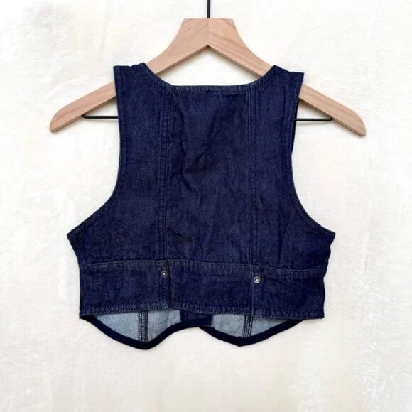 NWOT Free People Scout Denim Vest and Skirt Set in Teal Flower - Picture 8 of 14